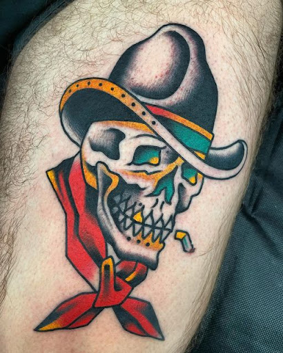 Explore thigh tattoo ideas male, creative tattoo ideas in Virginia Beach, available at Salt Water Tattoo