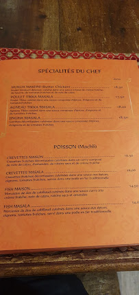Carte du Restaurant Bombay à Grenoble