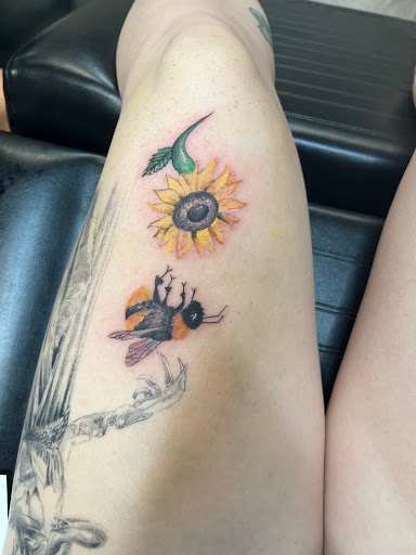 Explore barber pole tattoo ideas, creative tattoo ideas in San Diego, available at Goddess Temple Tattoo Studio