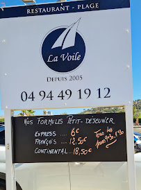 Menu / carte de La Voile à Sainte-Maxime