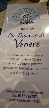 Restaurant La Taverna di Venere à Porto Venere (la carte)
