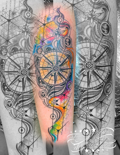 Explore sunflower thigh tattoo ideas, creative tattoo ideas in Beaumont, available at Artistic Pleasures Tattoos & Piercing Studio & Tattoo Supplies