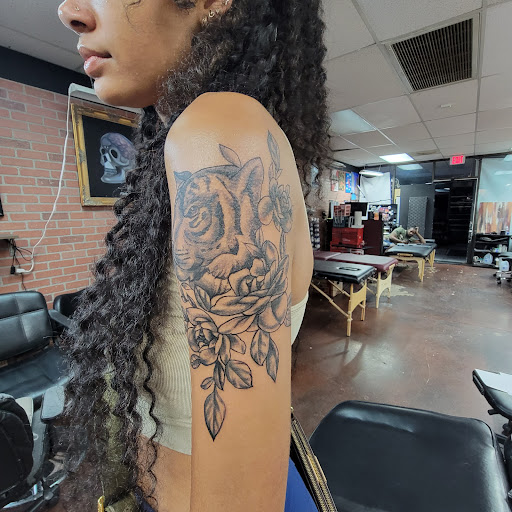 Explore deceased dog tattoo ideas, creative tattoo ideas in Dallas, available at Legendary Art Tattoo Studio