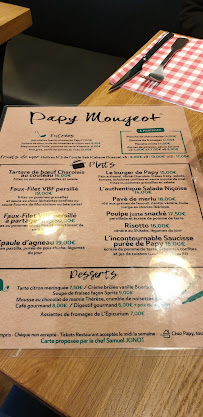 Restaurant Papy Mougeot à La Rochelle (le menu)