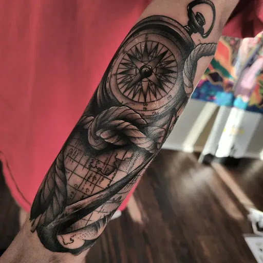 Explore half sleeve tattoo cover up ideas, creative tattoo ideas in Valdosta, available at Acid Ink Tattoos