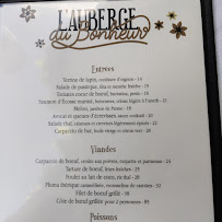 Auberge du Bonheur à Paris menu