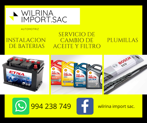 Wilrina Import venta de baterías para autos en lima