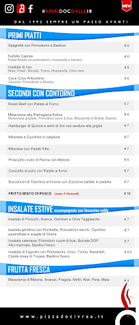 Carte du Pizza Doc à Ivrea