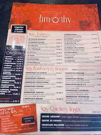Restaurant français Timothy à Saint-Malo (la carte)