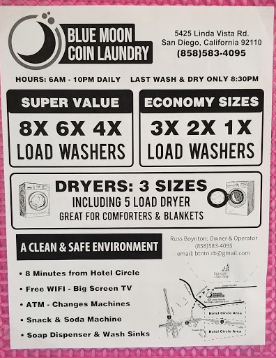 Coin Operated Laundry Equipment Supplier «Blue Moon Coin Laundry», reviews and photos, 5425 Linda Vista Rd, San Diego, CA 92110, USA