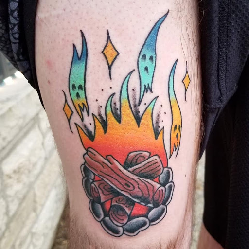 Explore lady thigh tattoo ideas, creative tattoo ideas in Lake Villa, available at Eternal Tiger Tattoo