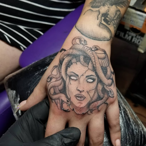 Explore small vegas tattoo ideas, creative tattoo ideas in Easley, available at Peach Pit Tattoo