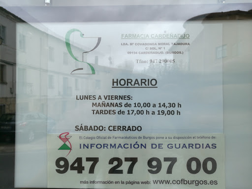Información y opiniones sobre Farmacia M. Covadonga Moral Tajadura de Cardeñadijo