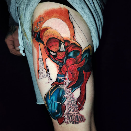 Explore morticia and gomez tattoo ideas, creative tattoo ideas in Buford, available at Inked Arts Tattoo Studio