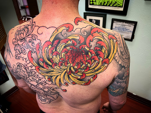 Explore cover up tattoo ideas for upper arm, creative tattoo ideas in Northridge, available at Kathouse Inc. Tattoo