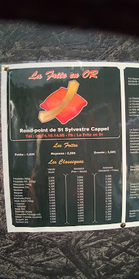 Menu / carte de La Frite en Or à Saint-Sylvestre-Cappel