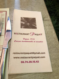 Restaurant Restaurant Paquet . Ouvert de fin Mars a fin Octobre à Druillat (le menu)