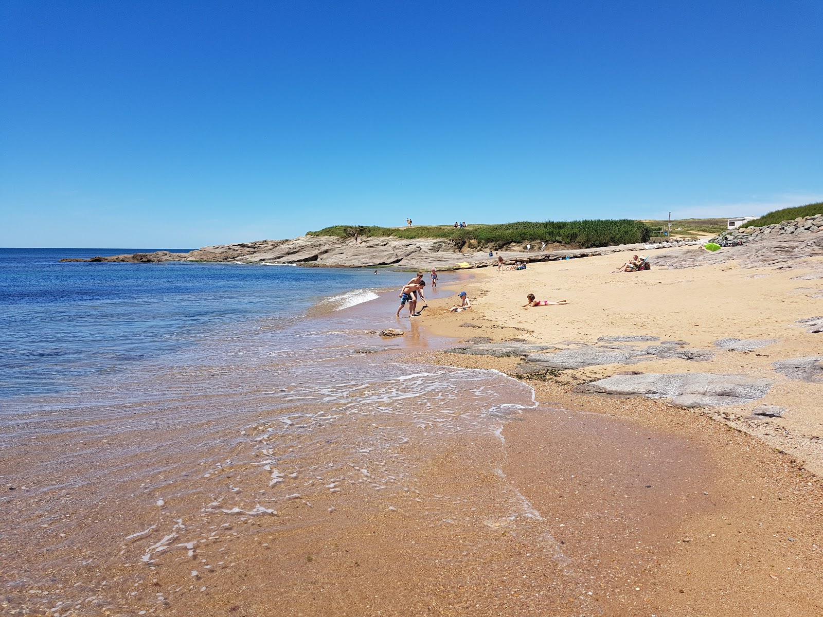 Fotografie cu La Sauzaie beach cu o suprafață de nisip maro și roci