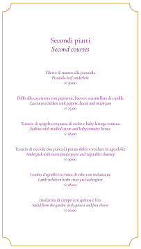 Carte du Scintilla Restaurant at La Cocumella à Sant'Agnello