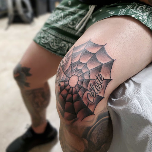 Explore butterfly leg tattoo ideas, creative tattoo ideas in Bakersfield, available at CLASSIC STANDARD TATTOO CO.