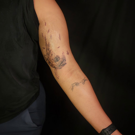 Explore labyrinth tattoo ideas, creative tattoo ideas in Minocqua, available at Whisky Rose Tattoo Parlor