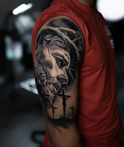 Explore solid black tattoo ideas, creative tattoo ideas in San Marcos, available at The War Room Tattoo Studio (By Appointment only)