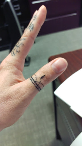 Explore cute finger tattoo ideas, creative tattoo ideas in Richmond, available at Loose Screw Tattoo