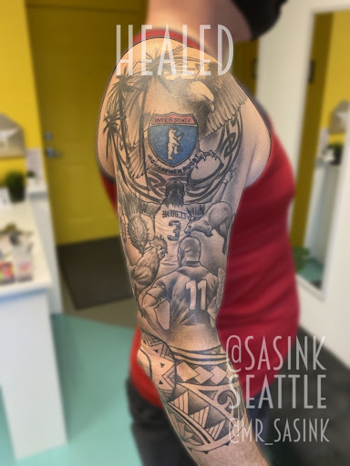 Explore back of the arm tattoo ideas, creative tattoo ideas in Seattle, available at West Seattle Tattoo