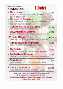 Trattoria Argentina à Refrontolo menu