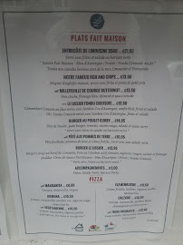 Restaurant Le Lissier à Aubusson menu