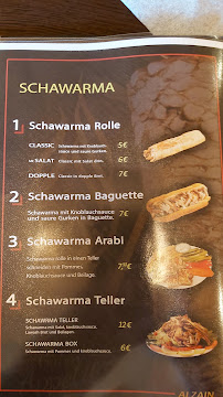 Al Zain Restaurant à Kiel carte