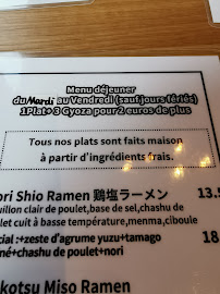Kiraku Ramen à Bourg-la-Reine menu