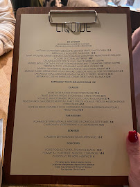 Restaurant Liquide à Paris (le menu)