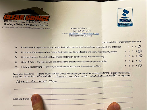 Roofing Contractor «Clear Choice Restoration», reviews and photos, 2722 I-694 #100, New Brighton, MN 55112, USA