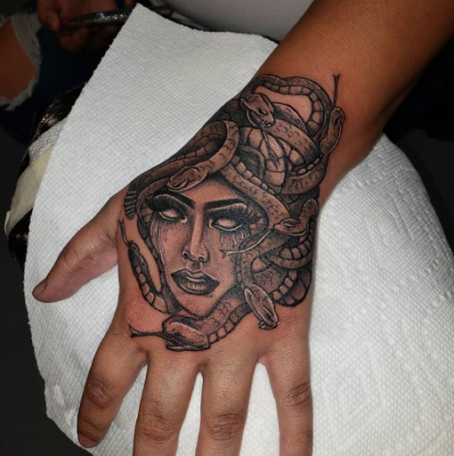 Explore man face tattoo ideas, creative tattoo ideas in Arlington, available at Arlington Ink