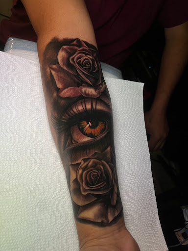 Explore deer skull tattoo ideas, creative tattoo ideas in Weatherford, available at Weatherford Tattoo Co.