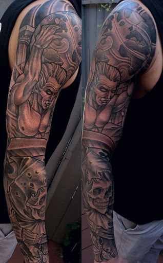 Explore colored tattoo ideas for men, creative tattoo ideas in San Diego, available at Remington Tattoo Parlor