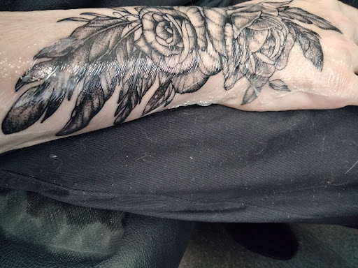 Explore black white tattoo ideas, creative tattoo ideas in Dillon, available at Lacuna Studios
