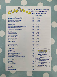 The Chip Shop à Confolens carte