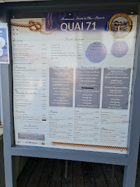 Restaurant de fruits de mer Quai 71 à Saint-Pierre-d'Oléron (le menu)