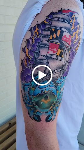 Explore dog tattoo ideas for men, creative tattoo ideas in Libertyville, available at Lucky Seven Tattoo