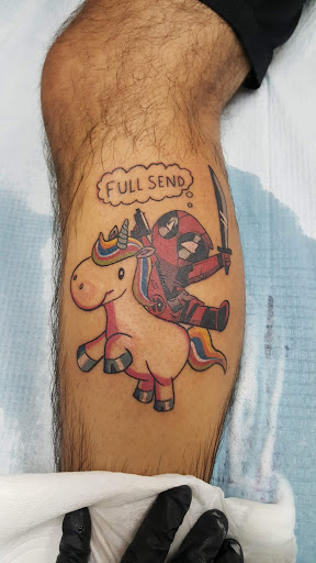 Explore 3/4 sleeve tattoo ideas, creative tattoo ideas in Fresno, available at Happy Client Tattoo