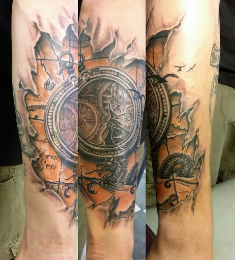 Explore scuba tattoo ideas, creative tattoo ideas in Fritch, available at Stars & Stripes Electric Tattoos