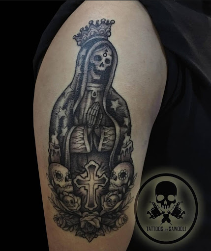 Explore saint michael tattoo ideas, creative tattoo ideas in Venice, available at Ink Monkey Tattoo and Piercing