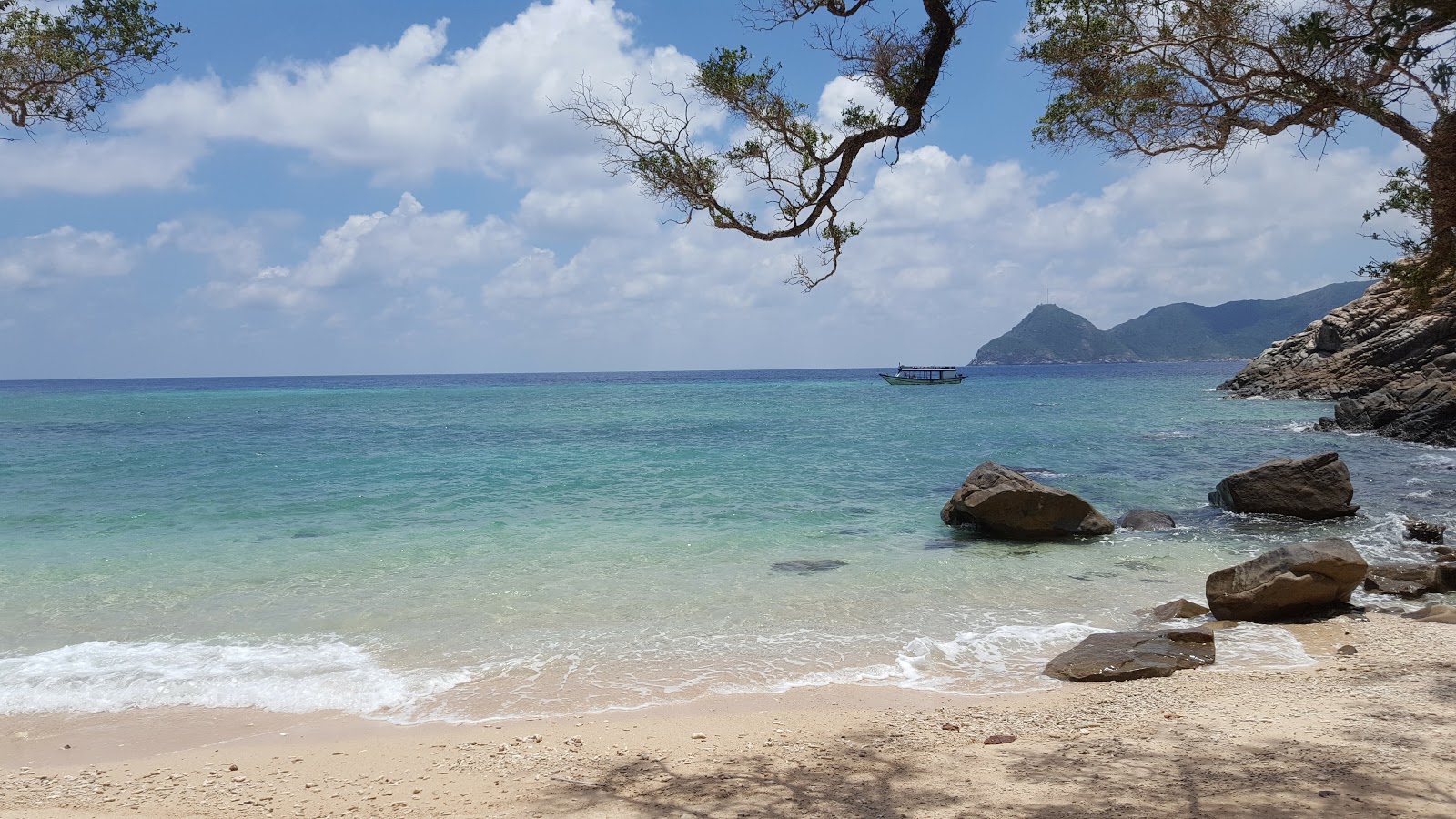 Hon Cau Beach的照片 带有碧绿色纯水表面