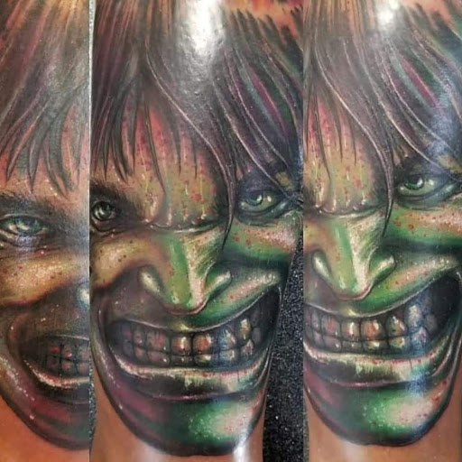 Explore horror half sleeve tattoo ideas, creative tattoo ideas in Yucca Valley, available at Strata Tattoo Lab LLC
