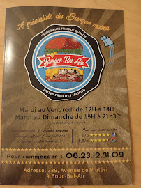 Carte du BURGER BEL AIR Foodtruck à Bouc-Bel-Air