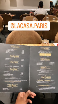 La Casa Paris à Paris menu