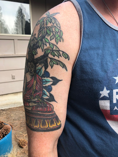 Explore kiss lip tattoo ideas, creative tattoo ideas in Bend, available at Monolith Tattoo Studio