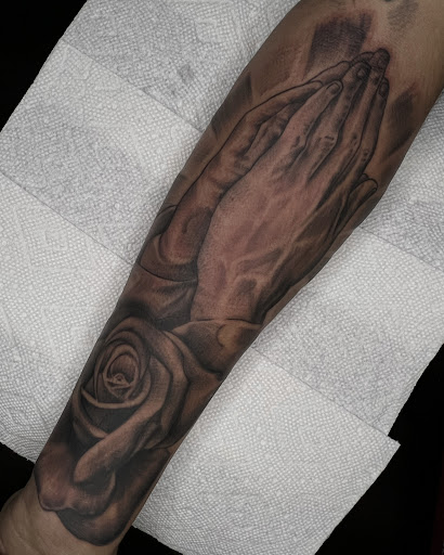 Explore cheating death tattoo ideas, creative tattoo ideas in Leola, available at Burgos Ink